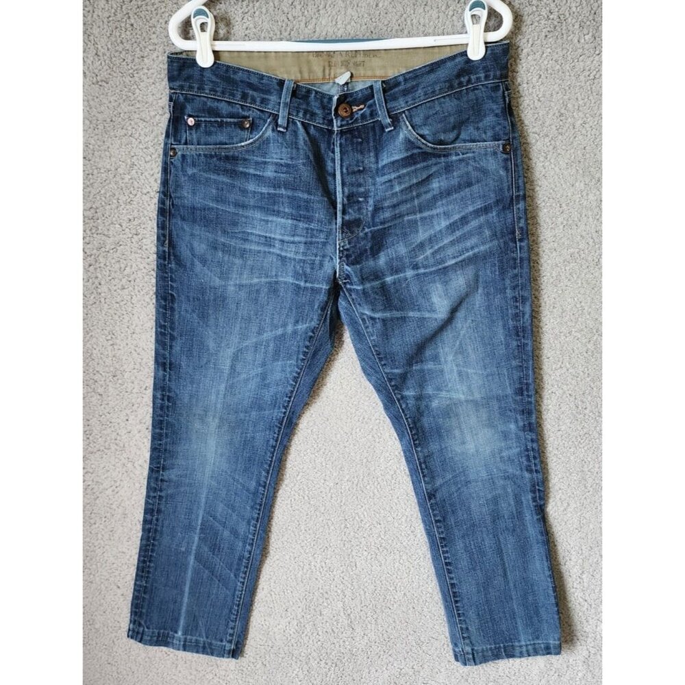 Banana Republic Blue Denim Slim Straight Button Fly Jeans Size 32 x 30 Cotton